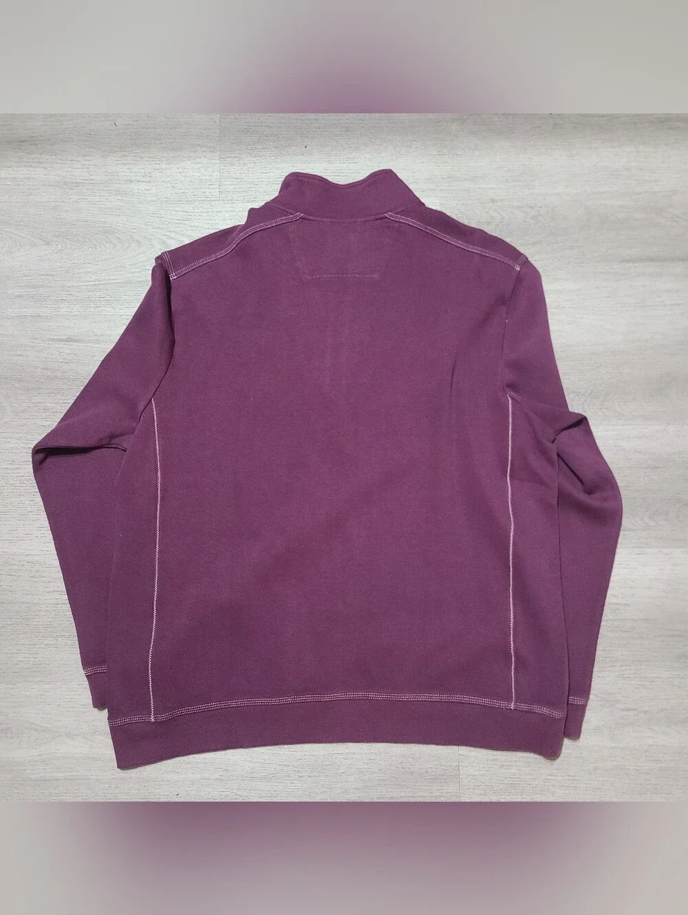 E1 Tommy Bahama Sweater Mens Size 2XL Purple Cotton Pullover Summer 1/4 Zip - Picture 2 of 3